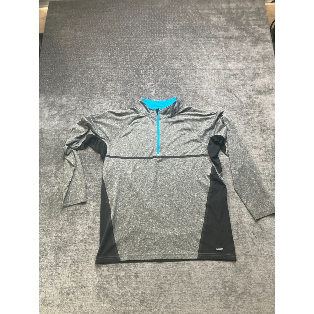 Champion DuoDry 1/4 Zip Pullover Mens Large Heather Gray Black Stretch Mock Neck